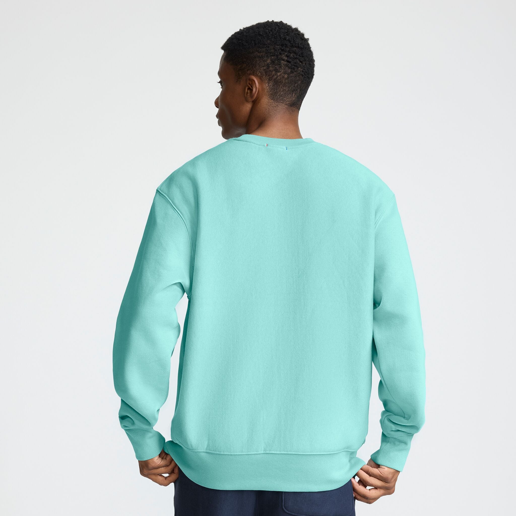 Champion Reverse Weave Crewneck Sweatshirt, C Logo in Milky Way Bl