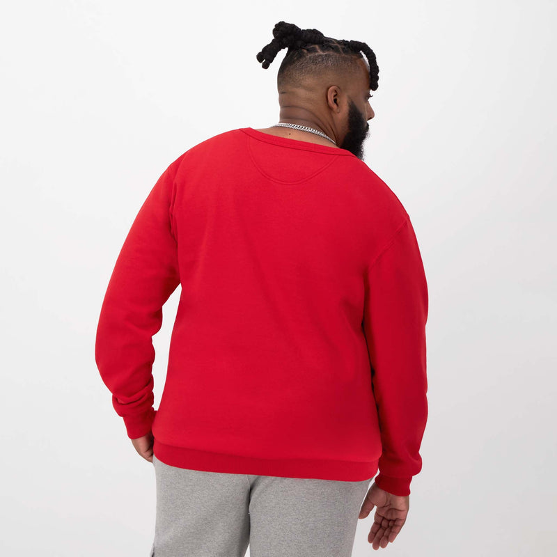 Champion Powerblend Crewneck Sweatshirt, Script Logo - Big & Tall in Team Red Scarlet