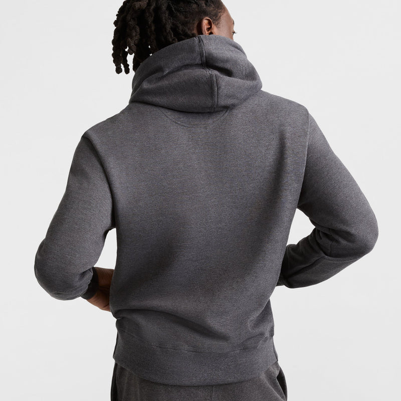 Champion Powerblend Hoodie, C Logo in Granite Heather