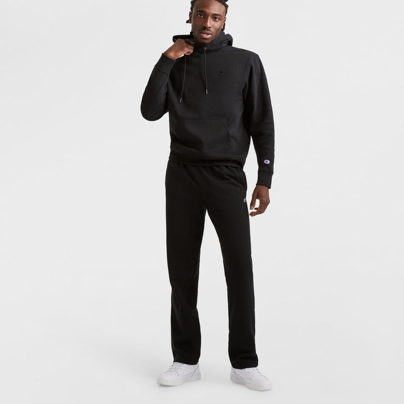 Champion Powerblend Hoodie, C Logo in Black