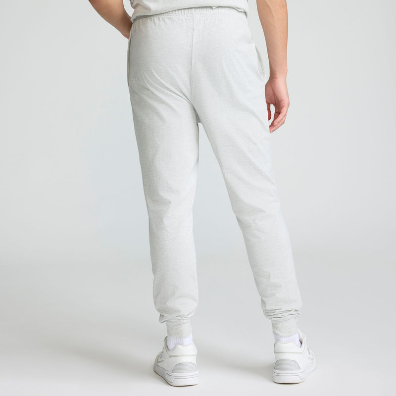 Champion Lightweight Lounge Joggers, C Logo in Platinum Silver Heather