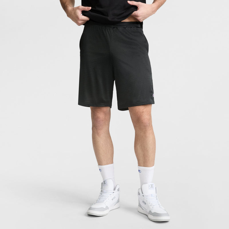 Champion 9" Classic Mesh Shorts, C Logo in Black