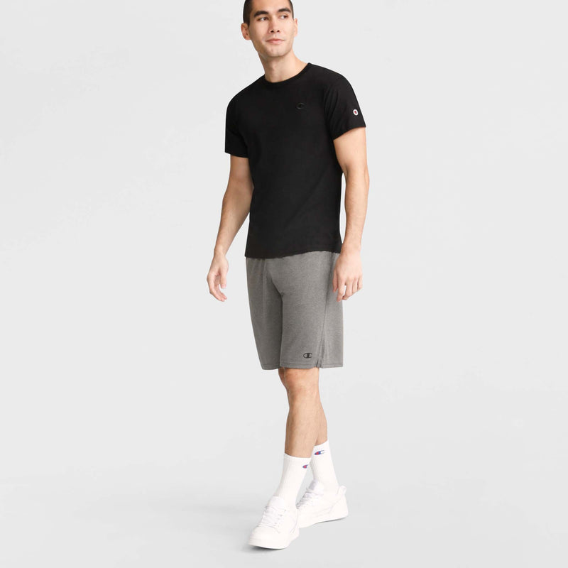 Champion 9" Lightweight Lounge Shorts, C Patch Logo in Granite Heather
