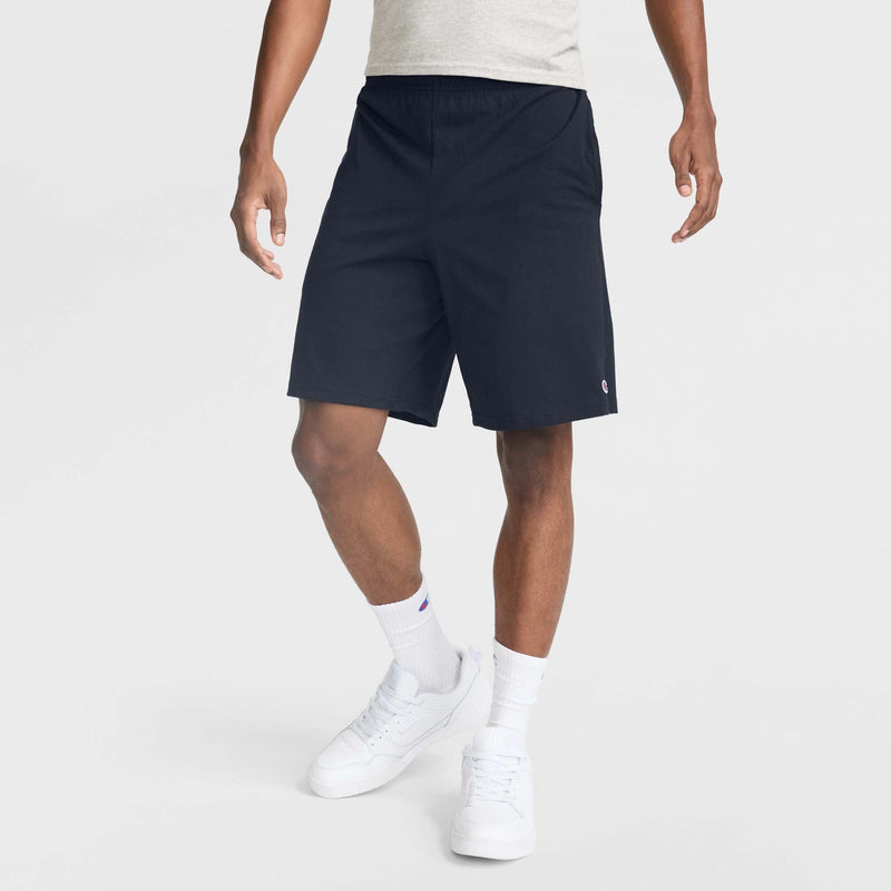 Champion 9" Lightweight Lounge Shorts, C Patch Logo in Navy