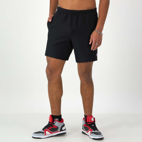 Champion 7" Reverse Weave Cut-Off Shorts, C Logo in Black