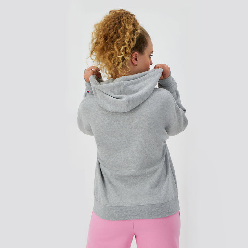 Champion Powerblend Zip-Up Hoodie, C Logo in New Manhattan Mist Heather