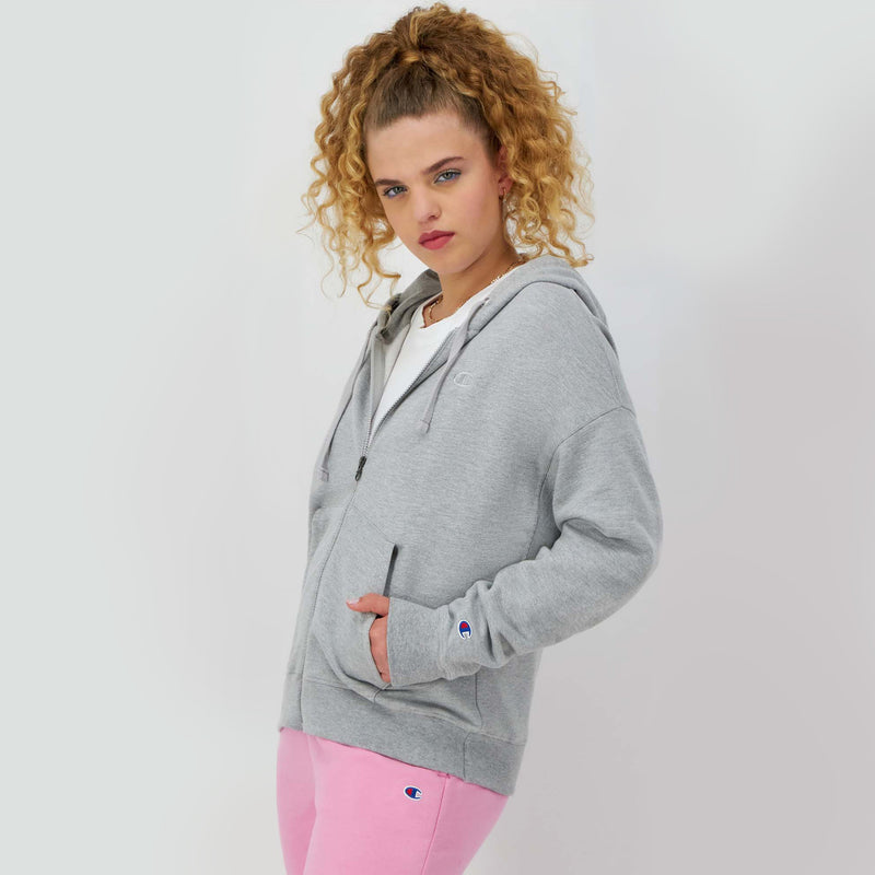 Champion Powerblend Zip-Up Hoodie, C Logo in New Manhattan Mist Heather