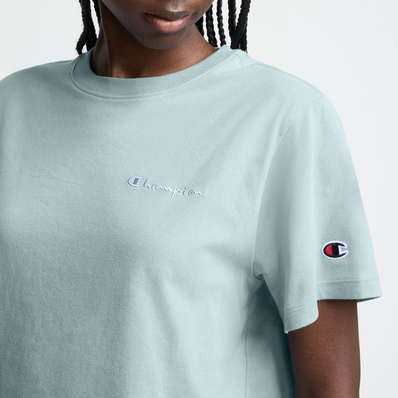 Champion Classic T-Shirt, Tonal Left Chest Script in Cloudy Blue