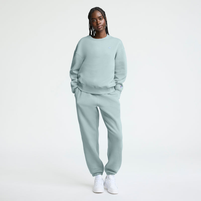 Champion Powerblend Crewneck, Small "C" in Cloudy Blue